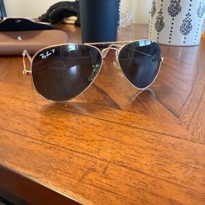 Ray-Ban Gold Aviator Sunglasses with Black Lenses